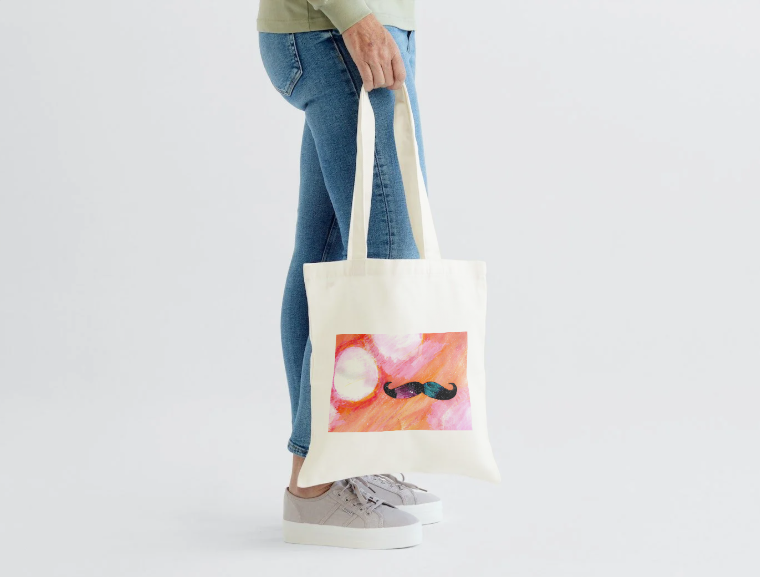 100% Cotton Canvas Tote Bag "This is Not a Mustache"